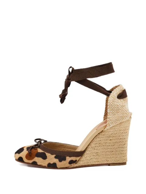 Christian Louboutin Pre-Owned bow espadrille wedge pumps Brown 760788