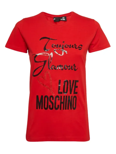 Moschino Pre-Owned slogan-print T-shirt Red 964357