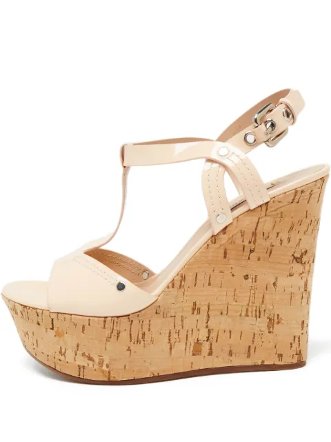 Casadei Vintage patent t-bar wedge sandals Pink 635331