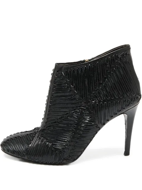 Roberto Cavalli Vintage 110mm textured patent-leather ankle boots Black 630648