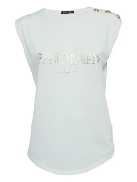 Balmain Pre-Owned logo-print T-shirt White 918130