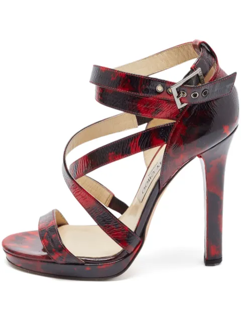 Jimmy Choo Pre-Owned 125mm tortoiseshell-effect sandals Red 894328