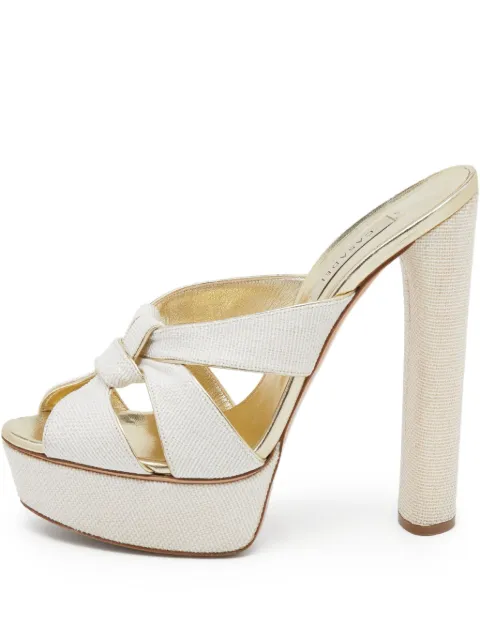 Casadei Vintage leather heeled sandals White 675472