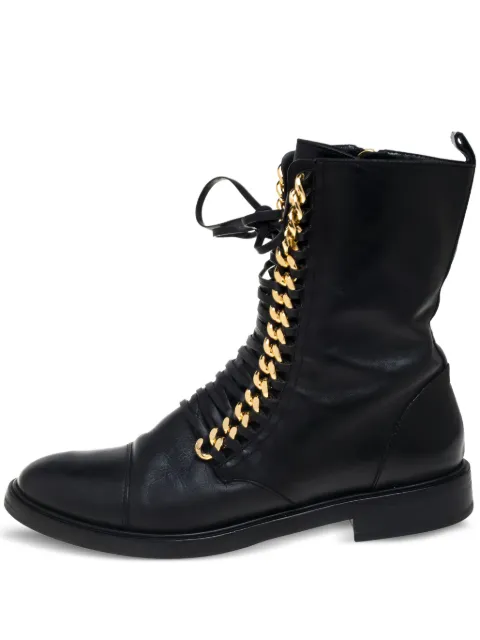 Casadei Vintage pre-owned leather chain-embellished boots Black 396664