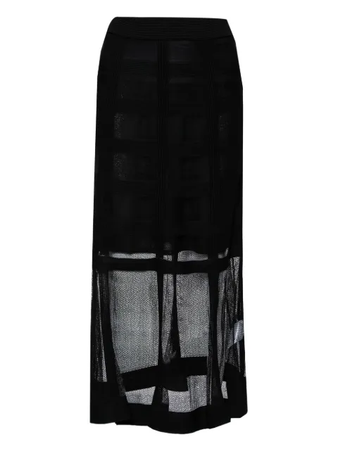 Alexander McQueen Pre-Owned sheer-panel midi skirt Black 437250