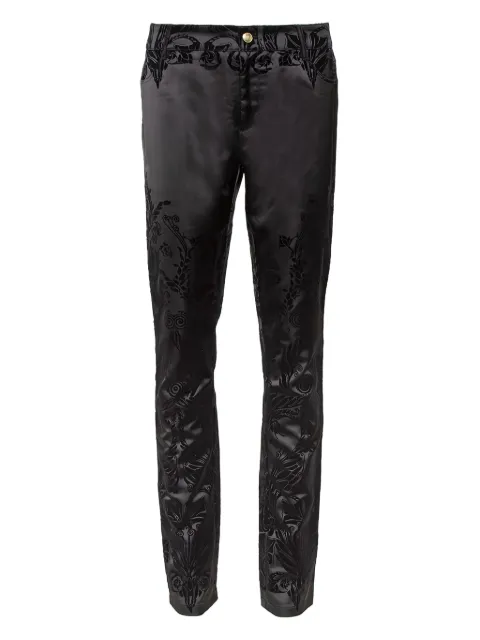 Just Cavalli Vintage pre-owned embroidered satin trousers Black 418896