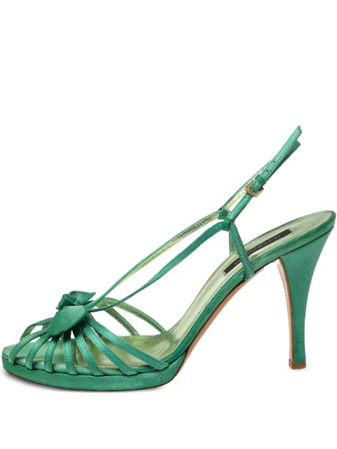 Sergio Rossi Vintage 100mm satin heeled sandals Green 569112