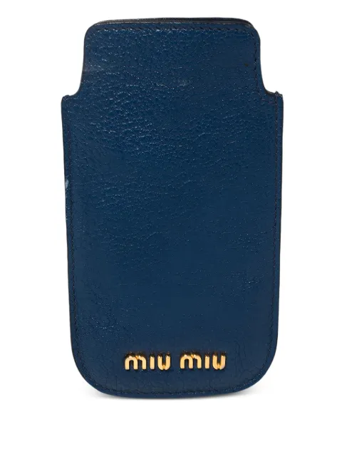 Miu Miu Pre-Owned leather phone case Blue 464911