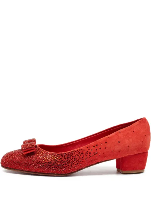 Ferragamo Pre-Owned rhinestone-embellished pumps Red 1128953