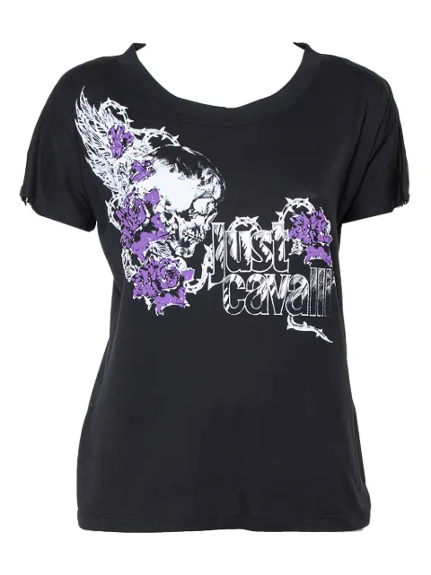 Just Cavalli Vintage Skull Roses T-shirt Black 375005