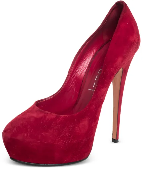 Casadei Vintage 140mm suede heeled pumps Red 437379