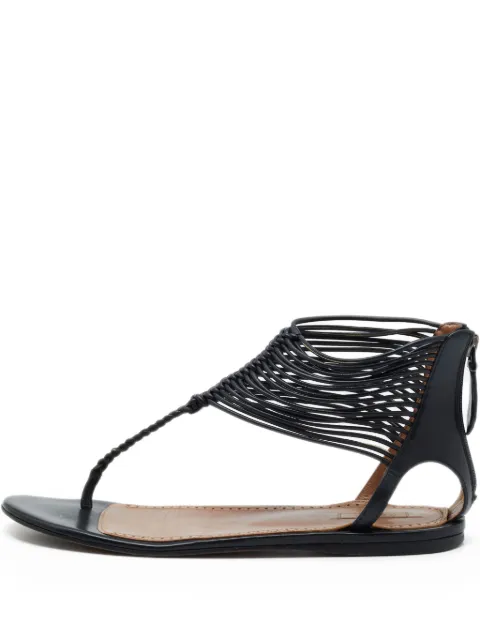 Alaïa Pre-Owned leather flat sandals Black 1118139