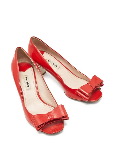 Miu Miu Pre-Owned bow-detailing leather pumps Red 1054767