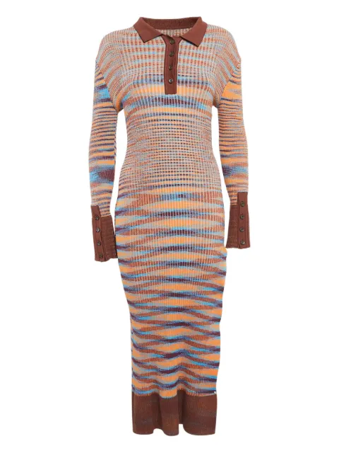 Jacquemus Pre-Owned La Zucca striped midi dress Brown 1042107