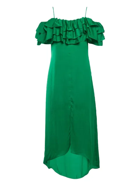 Maje Rovanta ruffle-detail midi dress Green 1042579