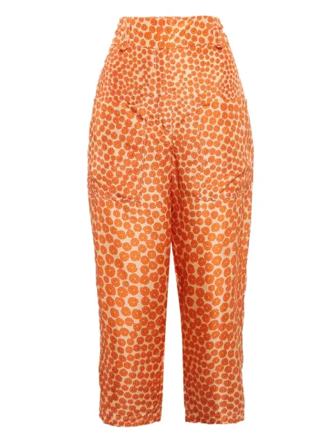 Stella McCartney Pre-Owned floral-print silk trousers Orange 1050584