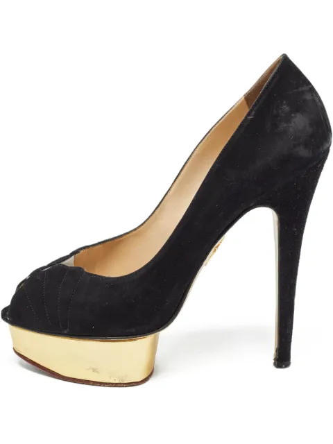 Charlotte Olympia pre-owned 145mm peep-toe platform pumps Black 1022689