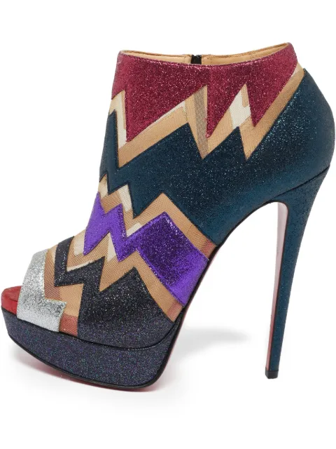 Christian Louboutin Pre-Owned Mutlicolor Glitter Ziggy ankle booties Green 622741