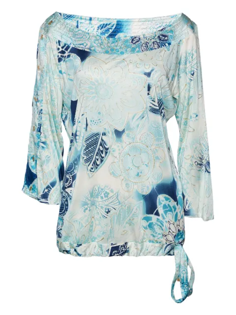 Roberto Cavalli Vintage pre-owned floral-print top Blue 807369