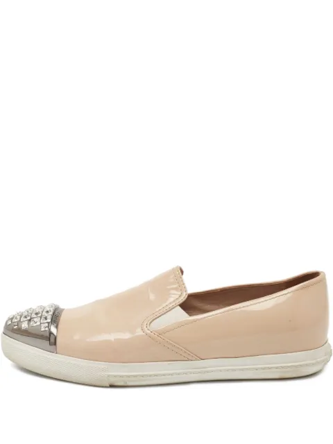 Miu Miu Pre-Owned crystal-embellished sneakers Neutrals 752382