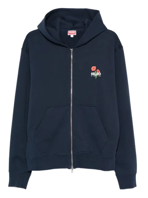 Kenzo floral-embroidered zip-up hoodie Blue FF65HO2554MF