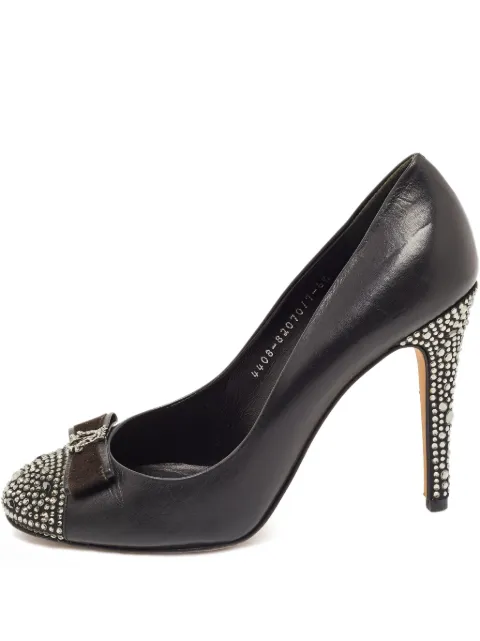 Gina pre-owned 110mm crystal-embellished leather pumps Black 848512