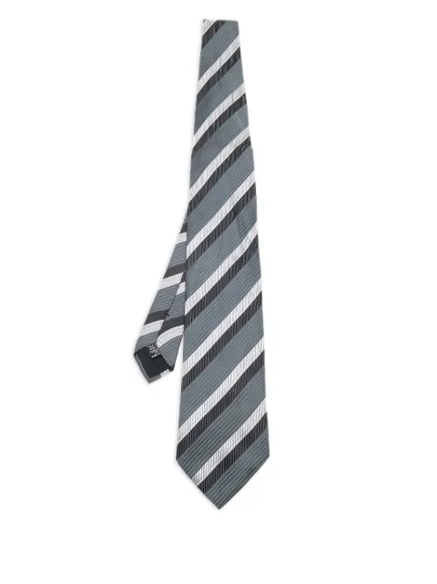 BOSS pre-owned striped silk tie Grey 605059