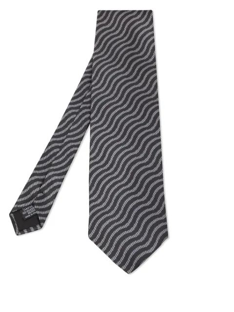 Emporio Armani Pre-Owned wave-motif tie Black 811489