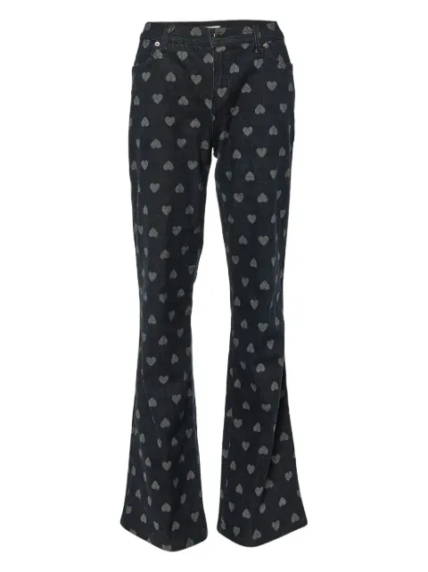 Moschino Pre-Owned heart-patterned flared jeans Blue 894404