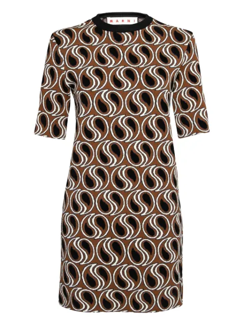 Marni Pre-Owned paisley-jacquard mini dress Brown 655706