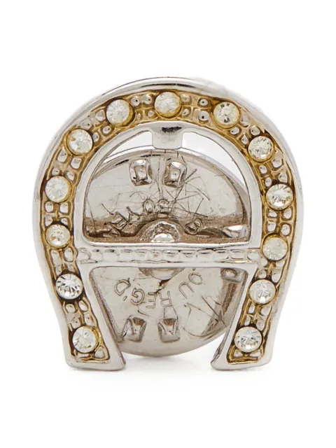 Aigner Vintage crystal-embellished horseshoe brooch Silver 658027