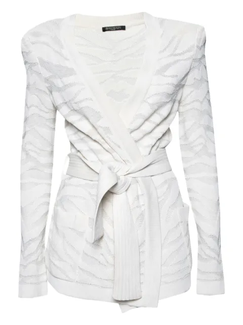 Balmain Pre-Owned belted cardigan White 627673