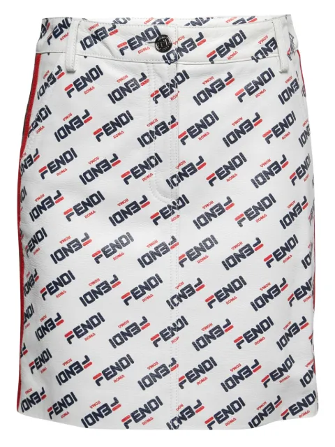 Fendi Pre-Owned logo-print skirt White 761423
