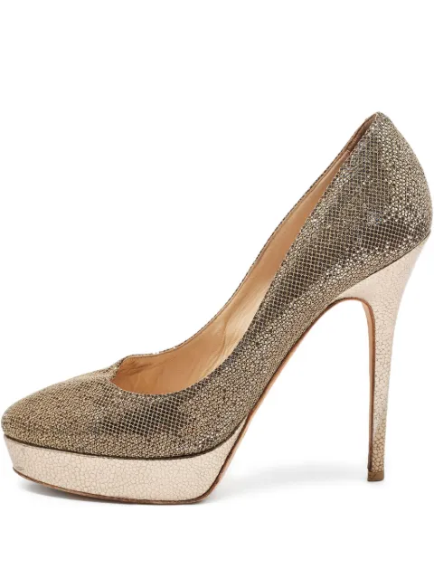 Jimmy Choo Pre-Owned 140mm leather pumps Gold 890844