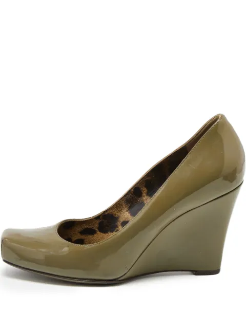 Dolce & Gabbana Pre-Owned 80mm patent leather wedge pumps Brown 653030