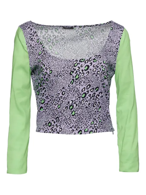 Versace Pre-Owned leopard-print long-sleeve top Purple 690288