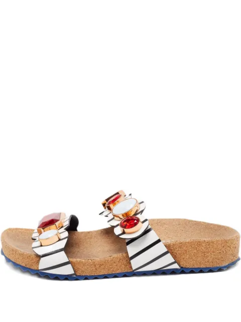 Sophia Webster pre-owned striped gem-embellished sandals White 659667