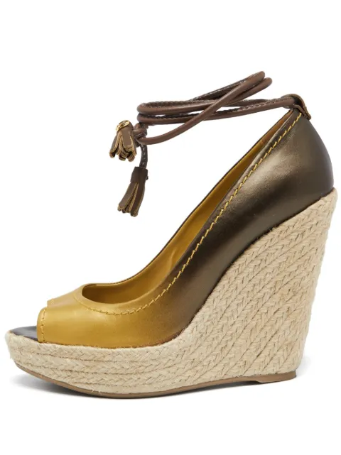 Sergio Rossi Vintage 2024 peep-toe wedge shoes Gold 647864