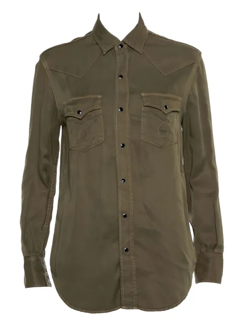 Saint Laurent Pre-Owned lyocell flap-pocket shirt Green 433564