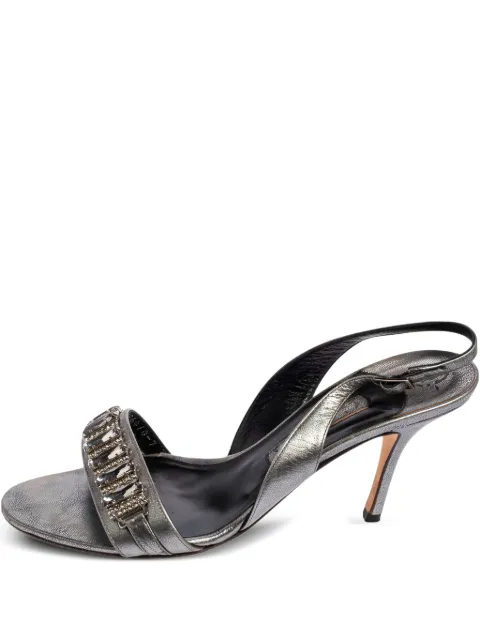 Gina 2024 pre-owned 90mm crystal-embellishment sandals Silver 505605