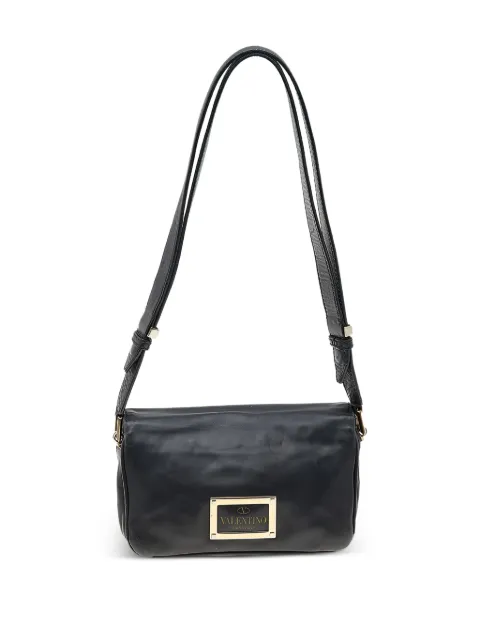 Valentino Garavani Pre-Owned logo-plaque leather shoulder bag Black 598224