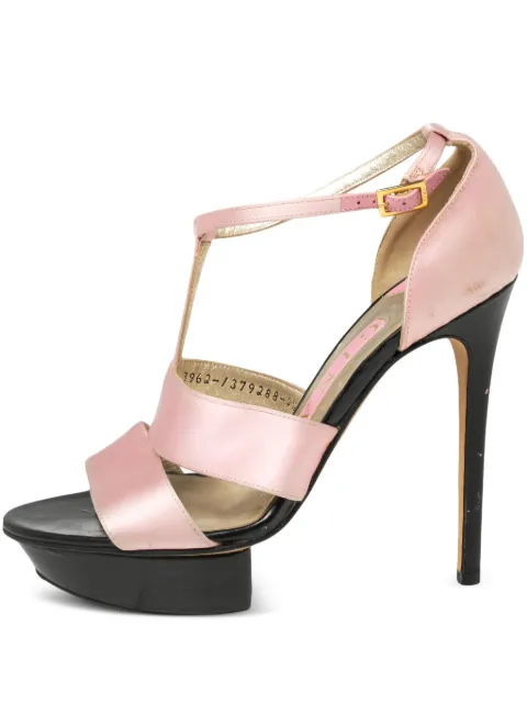 Gina pre-owned 120mm satin plaform sandals Pink 578985