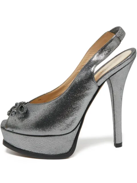 Fendi Pre-Owned 140mm peep-toe slingback pumps Silver 650334