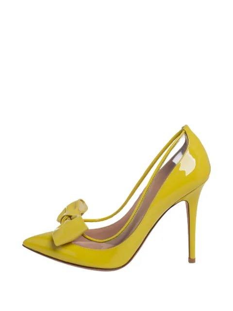 Valentino Garavani Pre-Owned 2024 110mm bow-embellished pumps Yellow 431301