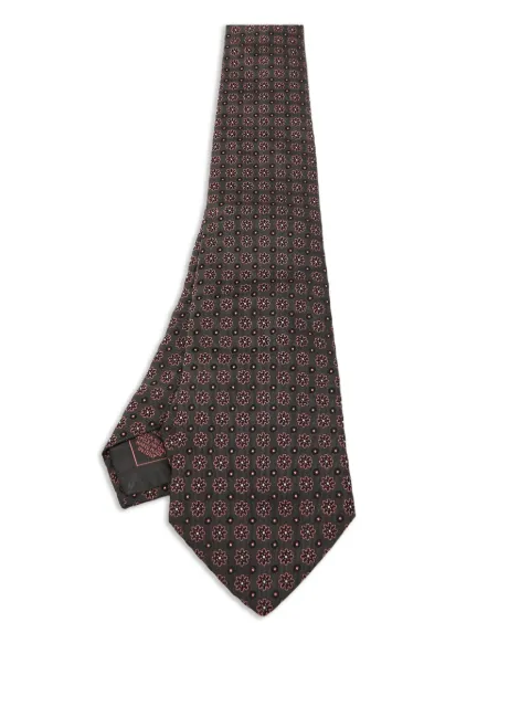 Brioni Vintage floral-pattern silk tie Brown 1120639
