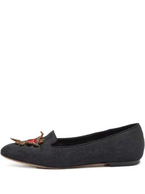 Dolce & Gabbana Pre-Owned embroidered heart motif loafers Black 1125070
