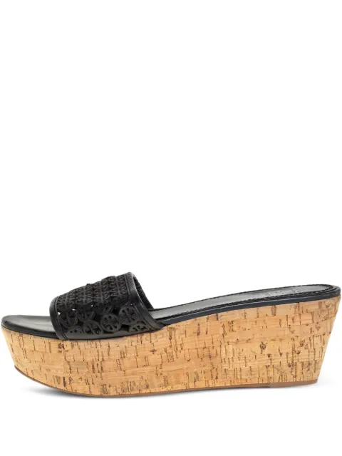 Tory Burch Pre-owned 70mm laser-cut platform sandals Black 423036