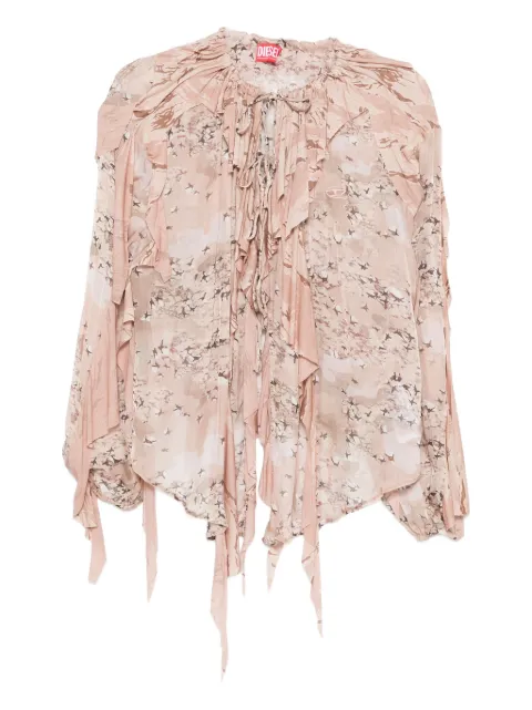 Diesel ruffled printed blouse Brown A193990WFCF