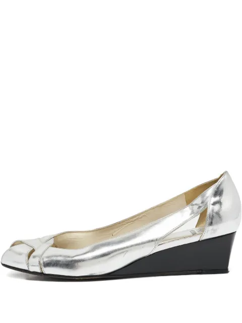 Stuart Weitzman pre-owned peep-toe wedge pumps Silver 1095808