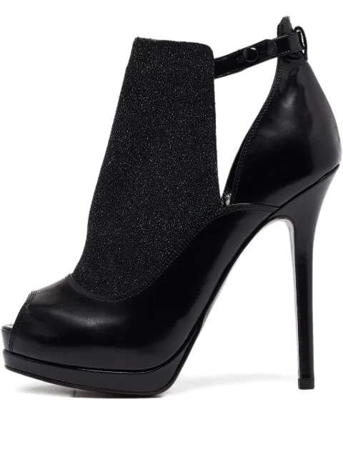 Fendi Pre-Owned 135mm peep-toe leather booties Black 1060053